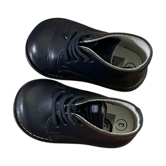 Josmo Boys Classic Traditional Leather Oxford Lace Up Shoes in Navy Blue Sz 3 - Picture 3 of 7